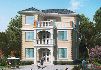 占地105平實用三層樓房別墅設計圖紙，造型方正簡單大氣