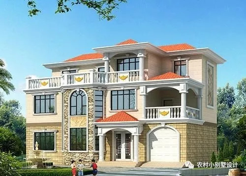 16.2米×10.6米帶挑空客廳三層農(nóng)村別墅設(shè)計圖，大戶型房間多