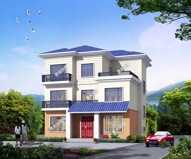 一款12.24x11.24農村四星級別的三層別墅設計圖，滿意度極高