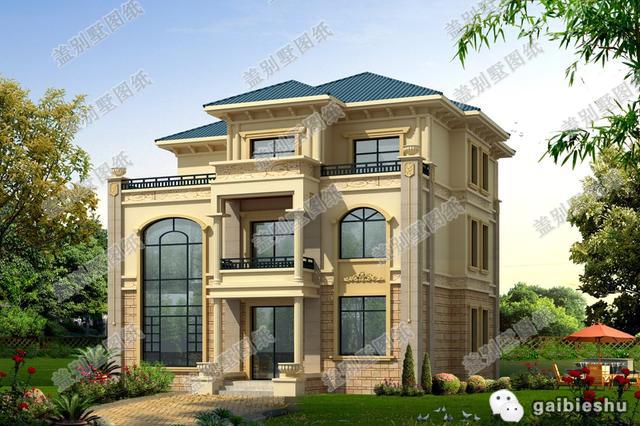 2款三層帶挑空客廳小洋樓別墅設計圖，無挑空，不豪華，戶型豪華大氣