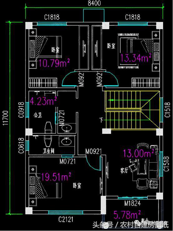 3款20萬就能搞定的二層農村自建房設計圖，4間臥室還帶堂屋