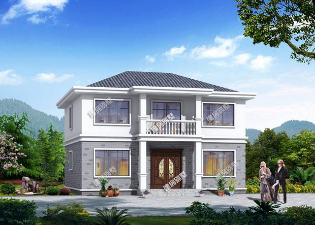 占地120m2農(nóng)村二層別墅設(shè)計圖，好看又大方，清新時尚