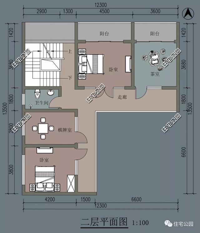 12×13米中式帶庭院別墅設計圖，外觀雅致頗具格調，室內布局頗為考究