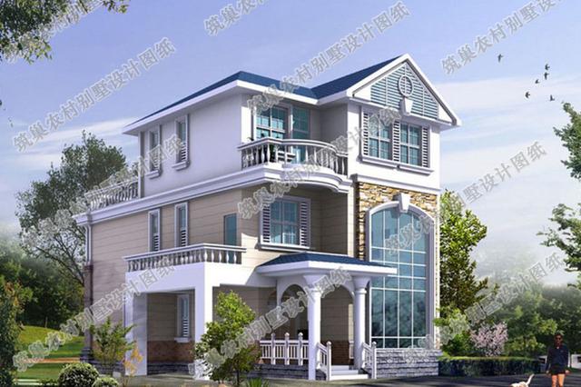 三層農村別墅實拍施工效果圖，帶挑空客廳+車庫，這樣的設計會讓人眼前一亮