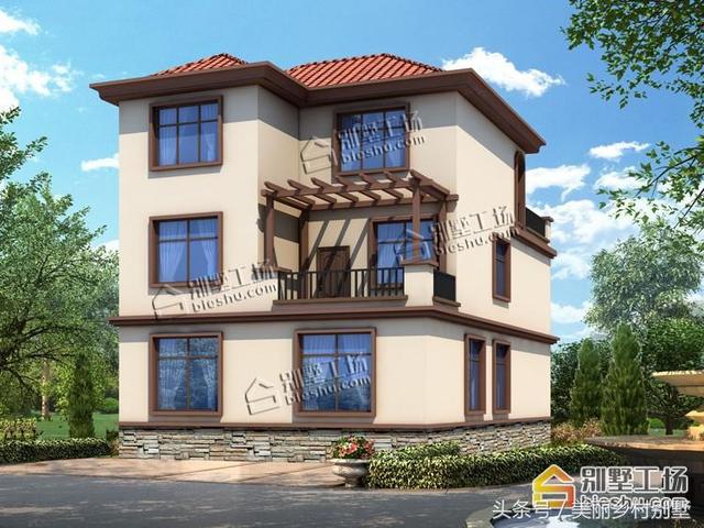 35萬農村三層自建房設計圖，外觀新穎別墅，布局好，建成氣派倍有面