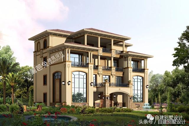 總占地面積350平米的四層歐式別墅設計圖，帶地下室酒窖，豪華大氣。