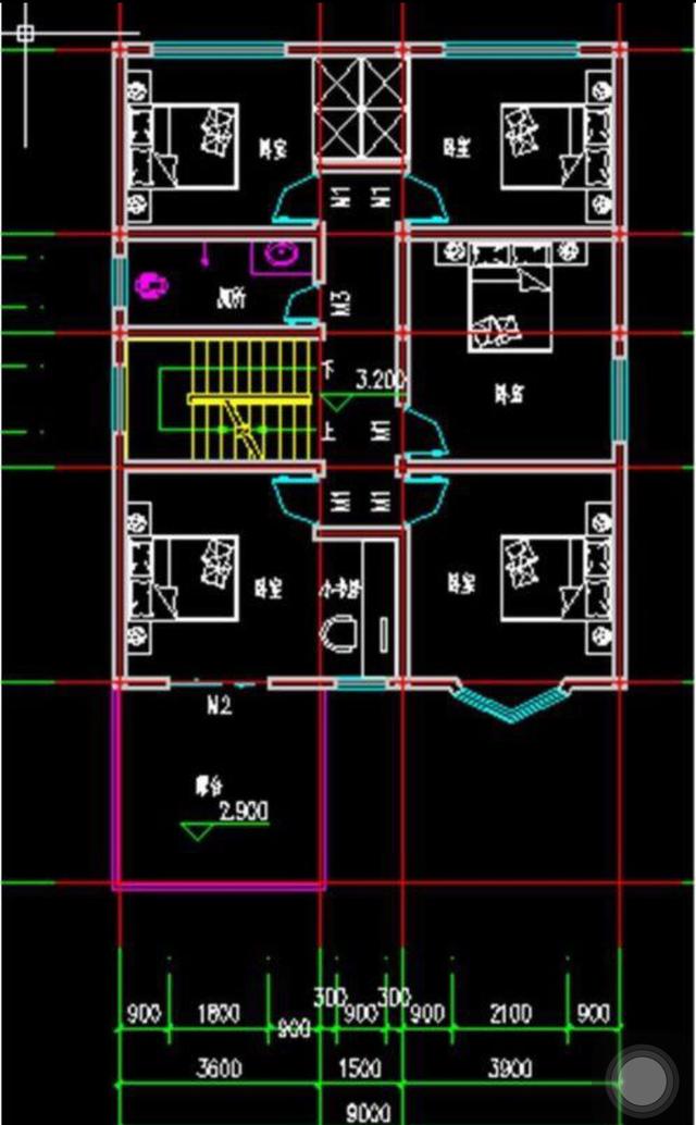 二層半結構的農村小別墅設計圖，帶小院，非常大方。