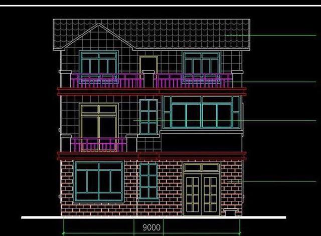 二層半結構的農村小別墅設計圖，帶小院，非常大方。