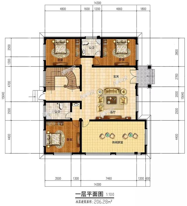 歐式二層半別墅設計圖，帶旋轉樓梯，內部布局舒適又享受，生活美滋滋。
