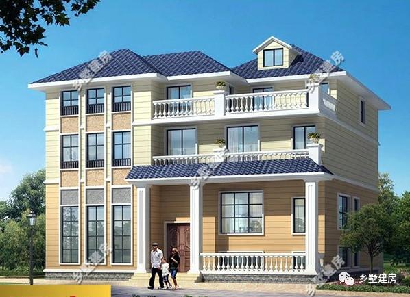 三層現(xiàn)代田園風(fēng)別墅設(shè)計圖，帶大露臺+老虎窗，造價40萬左右。