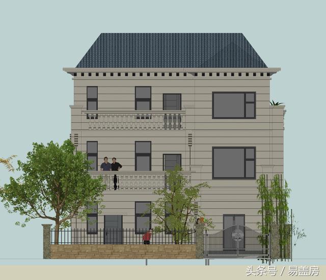 14X11歐式三層別墅設計圖，造型霸氣，引鄰里羨慕，主體造價53萬。