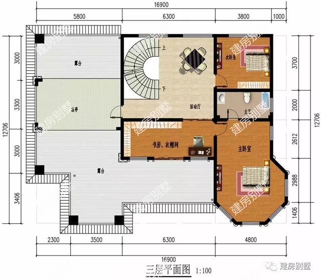 16.9×12.7三層別墅設計圖，帶開放式車庫，室內布局是真實用真方便。