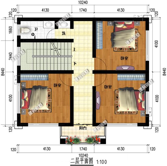 10.24x8.44農(nóng)村三層農(nóng)村別墅設(shè)計圖，農(nóng)村人都特別喜歡。
