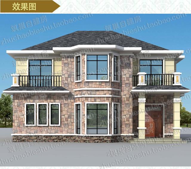 13×11米二層別墅設計圖，帶挑空客廳，戶型十分漂亮，造價25萬。