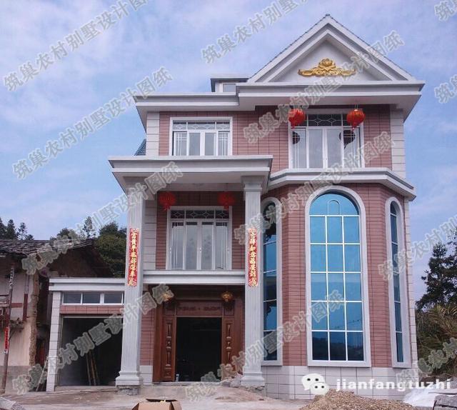 13×15米三層農村自建房，帶大露臺+車庫，造價35萬。