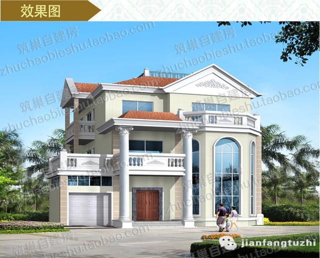 13×15米三層農村自建房，帶大露臺+車庫，造價35萬。