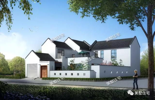 17X21米二層新中式別墅設計圖，帶兩個庭院，主體造價60萬以內。