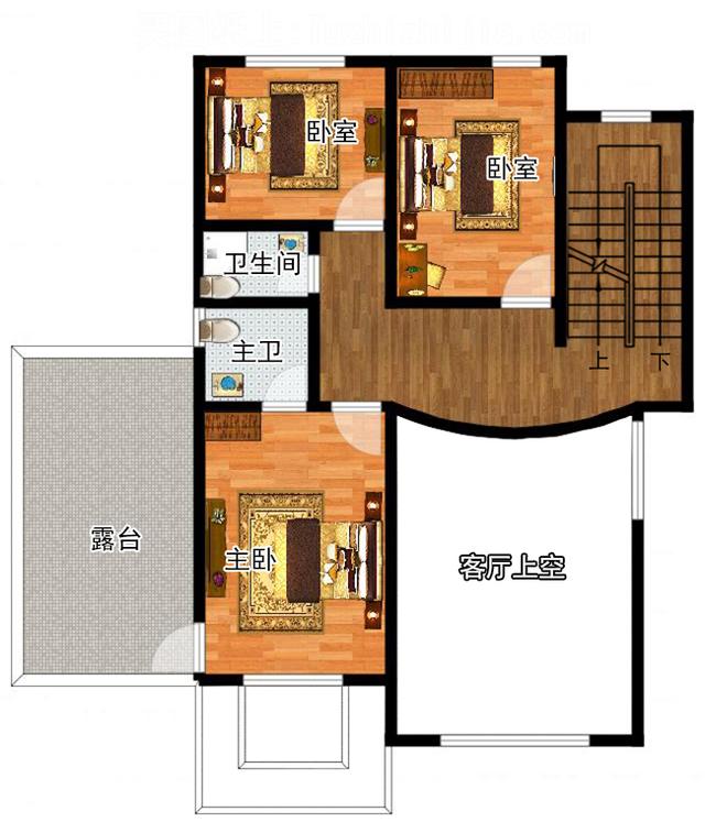 三層歐式中樓輕鋼別墅設計圖，帶車庫+屋頂花園，非常實用。