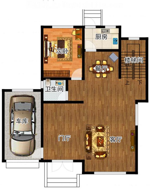 三層歐式中樓輕鋼別墅設計圖，帶車庫+屋頂花園，非常實用。