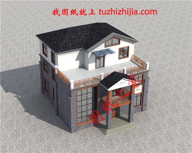 復式200平米三層樓房設計圖紙，大露臺帶飄窗還有健身房和書房