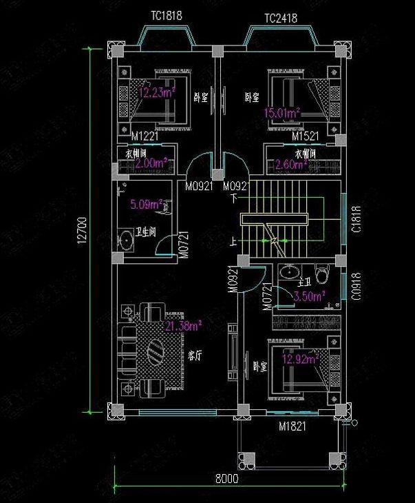 三棟8X12米四層農村小戶型設計圖，適合家里人口多的居住，比城里別墅還好看！