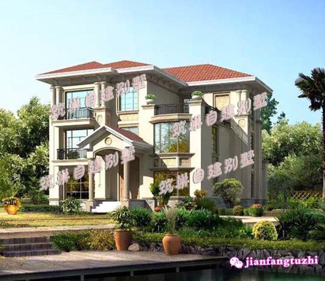 12.8x12米三層田園風(fēng)別墅設(shè)計圖，豪華大氣，帶大露臺，不比城市里的別墅差。