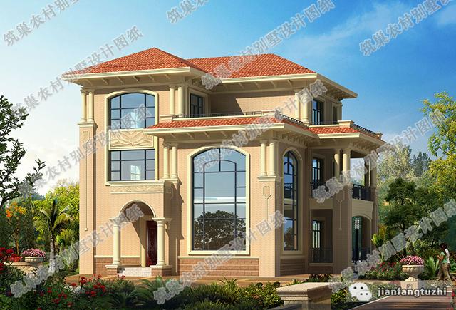 16×18米三層農村別墅設計圖，帶挑空客廳，高端大氣，造價50萬。