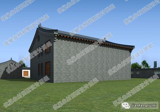 19×16米中式二層四合院別墅設計圖，挑空大客廳+旋轉樓梯，功能齊全，造價65萬。