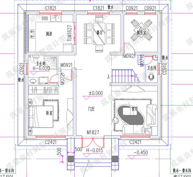 11×10米三層別墅設計圖，帶涼亭+落地窗，外觀簡單大氣，造價30萬。