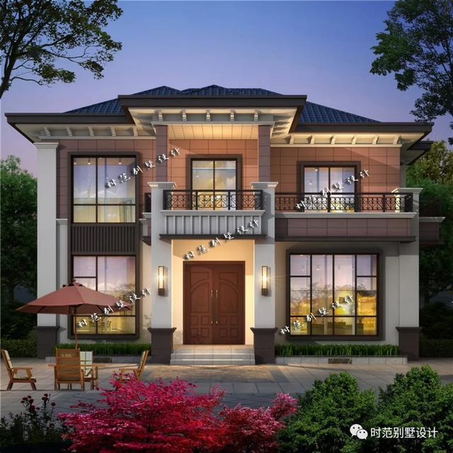 6室3廳兩層新中式別墅設(shè)計圖，帶大露臺+書房，很適合農(nóng)村自建。