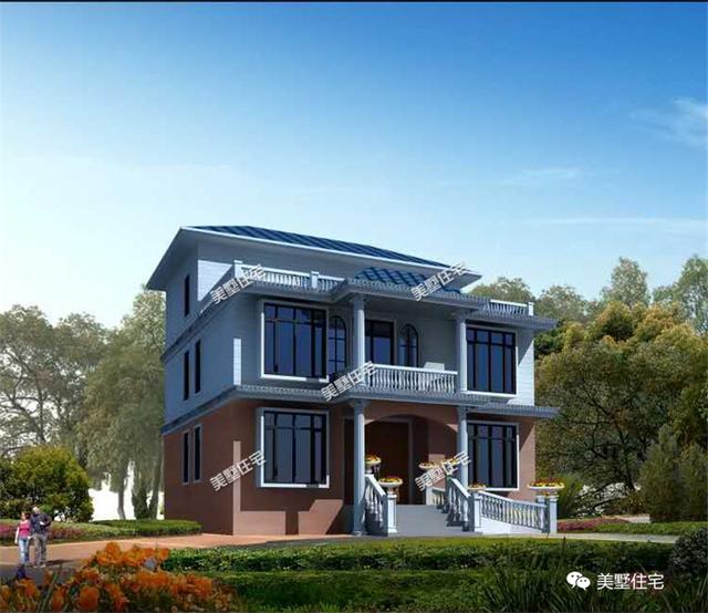 13X13.8米三層農村別墅設計圖，戶型方正，帶大露臺，是你喜歡的一款。