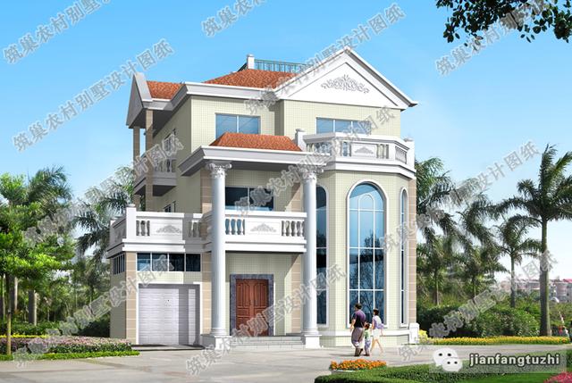 13×15米三層歐式別墅設計圖，戶型獨特漂亮而精致，造價35萬。