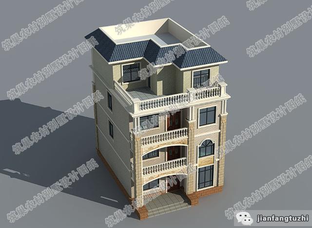 9×13米四層農村自建房，帶露臺花園，外觀清新淡雅，造價40萬。