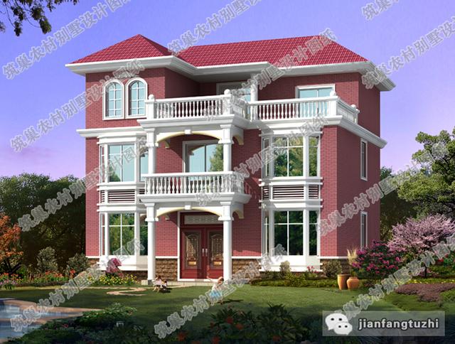 13×10米三層農(nóng)村別墅設(shè)計圖，帶挑空客廳+套房+露臺，戶型美觀大方。