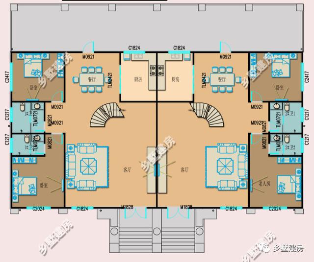 兩棟三層兄弟雙拼別墅設(shè)計(jì)圖，不僅高端大氣關(guān)鍵還省錢。