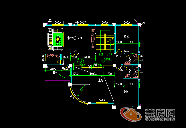 15x14三層半農村別墅設計圖，帶地下室，漂亮大方。