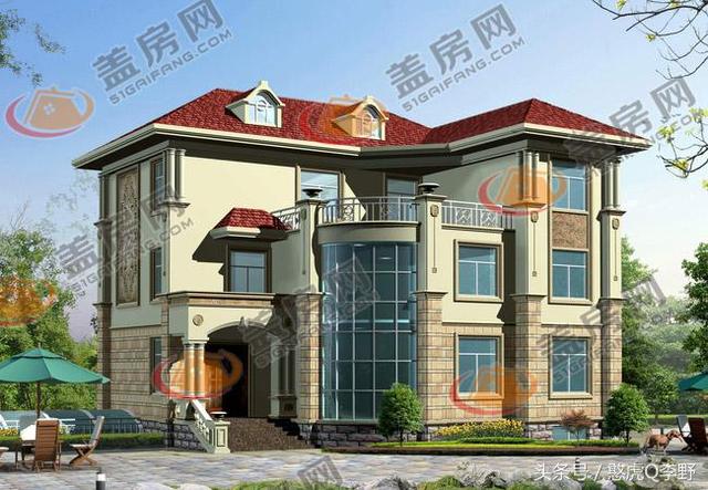 15x14三層半農村別墅設計圖，帶地下室，漂亮大方。