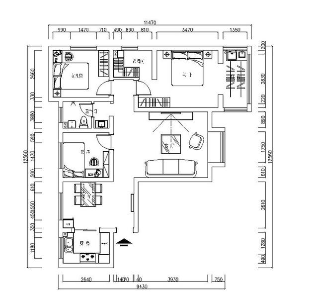 120平三室現代簡約風格裝修，簡約又不簡單，全包12萬。