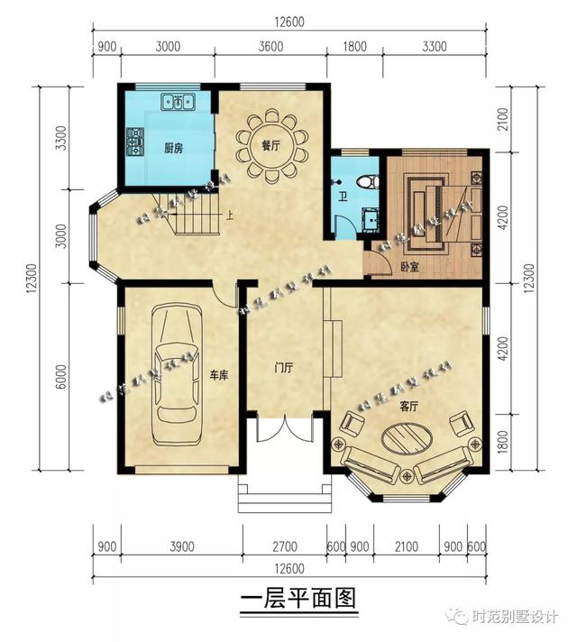 12x12米二層獨棟歐式別墅設計圖，帶車庫，空間利用率高，適合農村自建。
