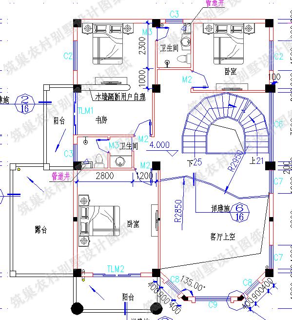 13×15米三層豪華歐式別墅設計圖，帶挑空客廳，時尚大氣，造價35萬。