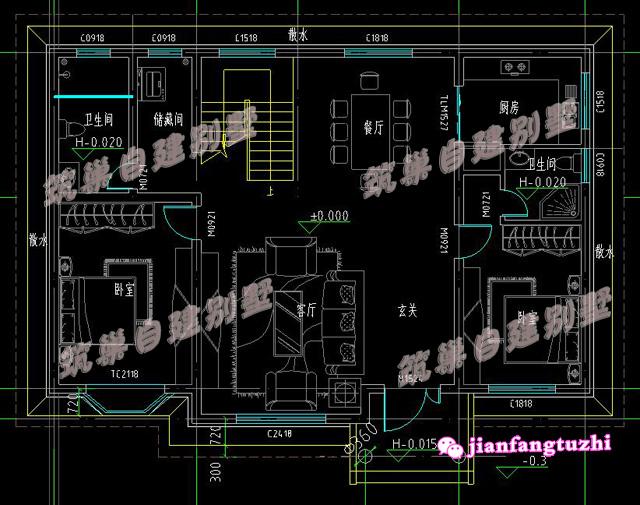 簡約二層平屋頂帶大露臺的農村別墅設計戶型，施工簡單，戶型美觀實用