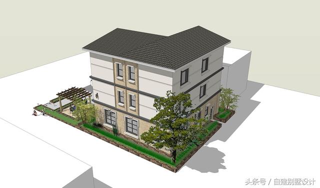 適合農村修建的簡歐風格三層別墅設計圖，雙餐廳設計適合大家庭