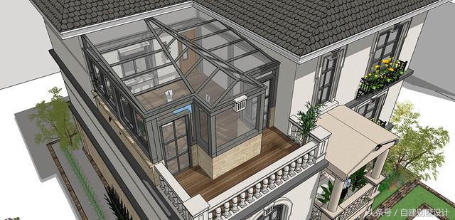 適合農村修建的簡歐風格三層別墅設計圖，雙餐廳設計適合大家庭