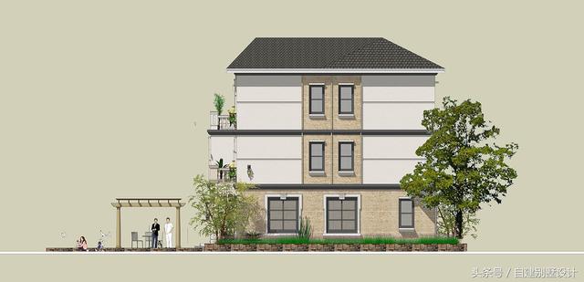 適合農村修建的簡歐風格三層別墅設計圖，雙餐廳設計適合大家庭