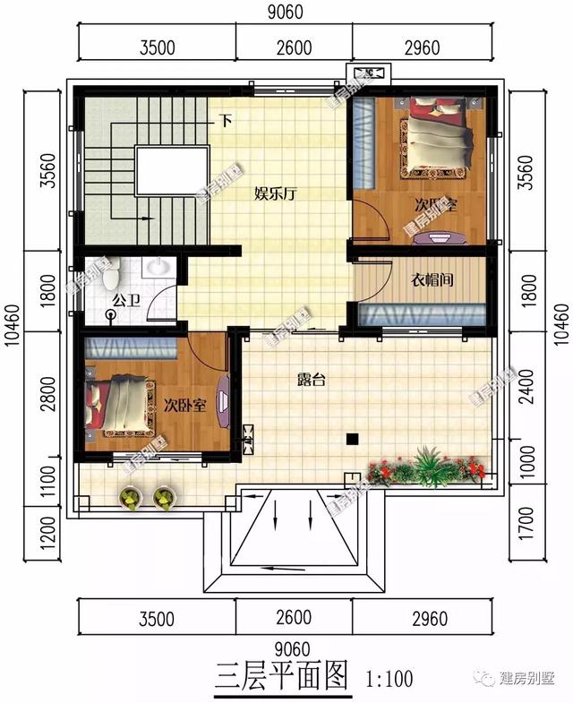 4棟平屋頂設計的農村自建房設計圖，施工簡單造價低