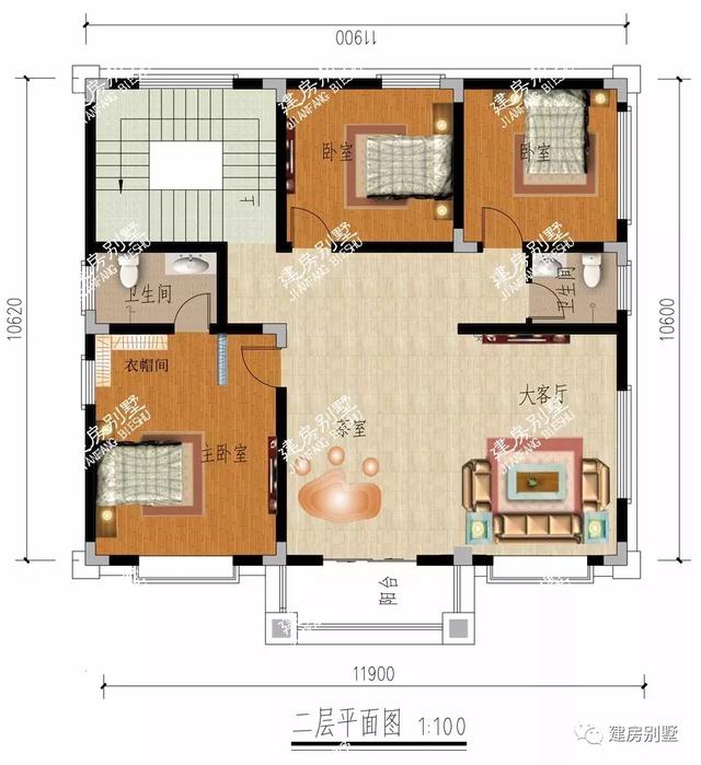 4棟平屋頂設計的農村自建房設計圖，施工簡單造價低
