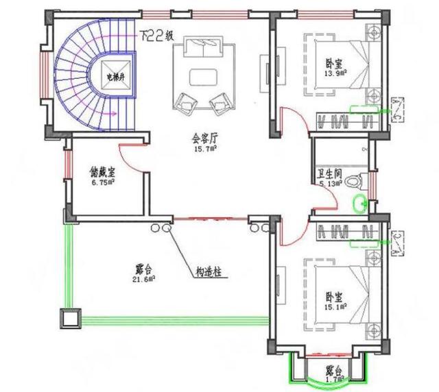 農村三層自建房設計圖，結構非常簡單，拿到圖紙就能建