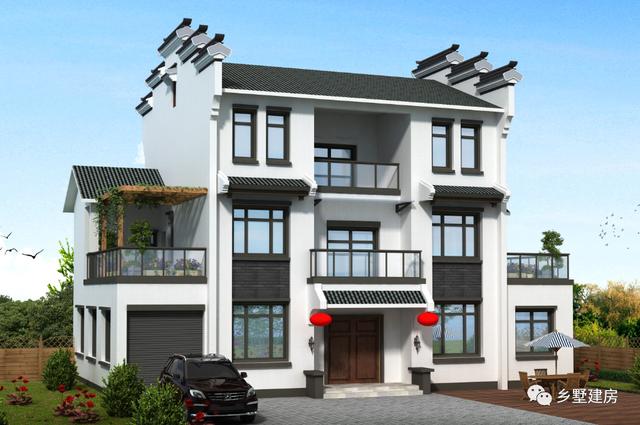 一棟古樸范十足的三層中式別墅設(shè)計圖，美出天際