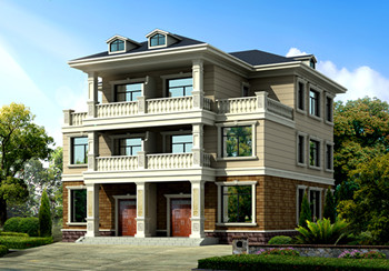 兄弟四間三層雙拼別墅設計圖，造價40萬左右