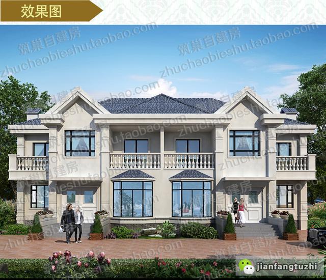 爆款二層雙拼設計圖紙，造價40萬，22×11米帶露臺+套房